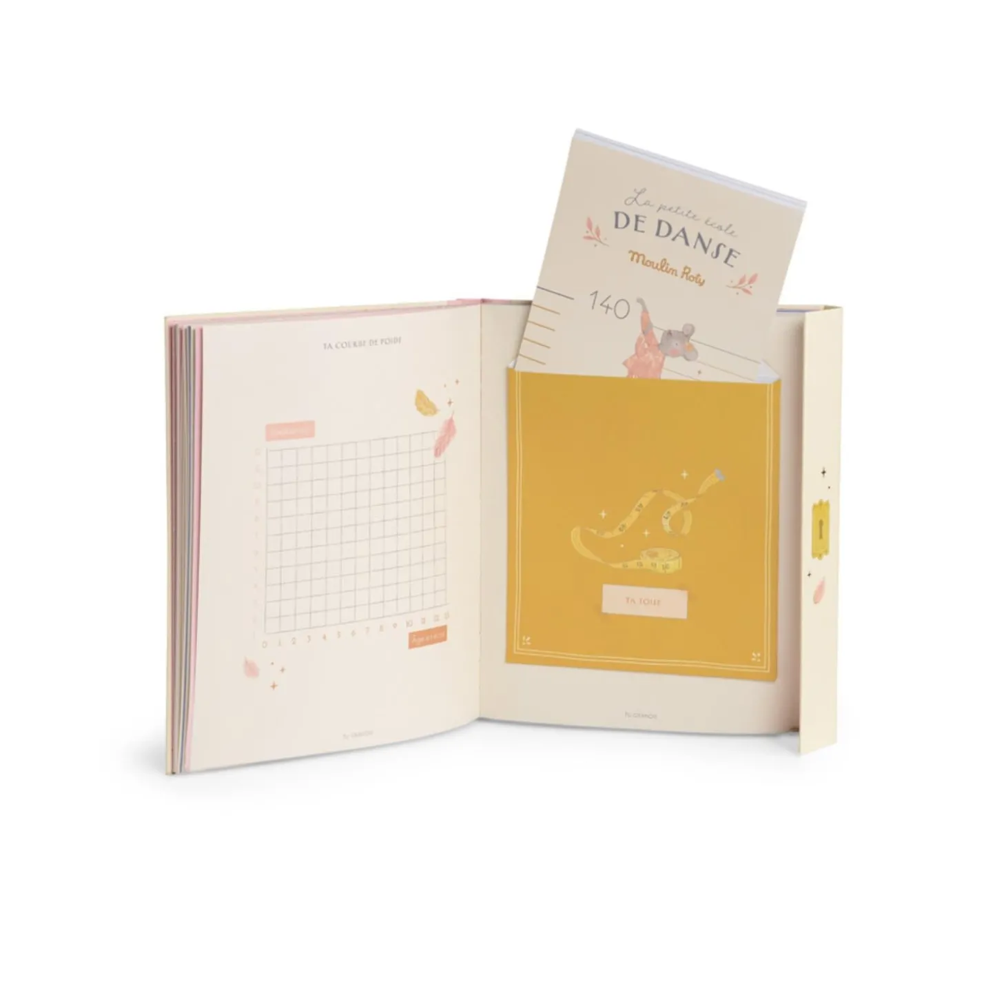 Moulin Roty Livre de naissance La petite école de danse Crème/Rose
