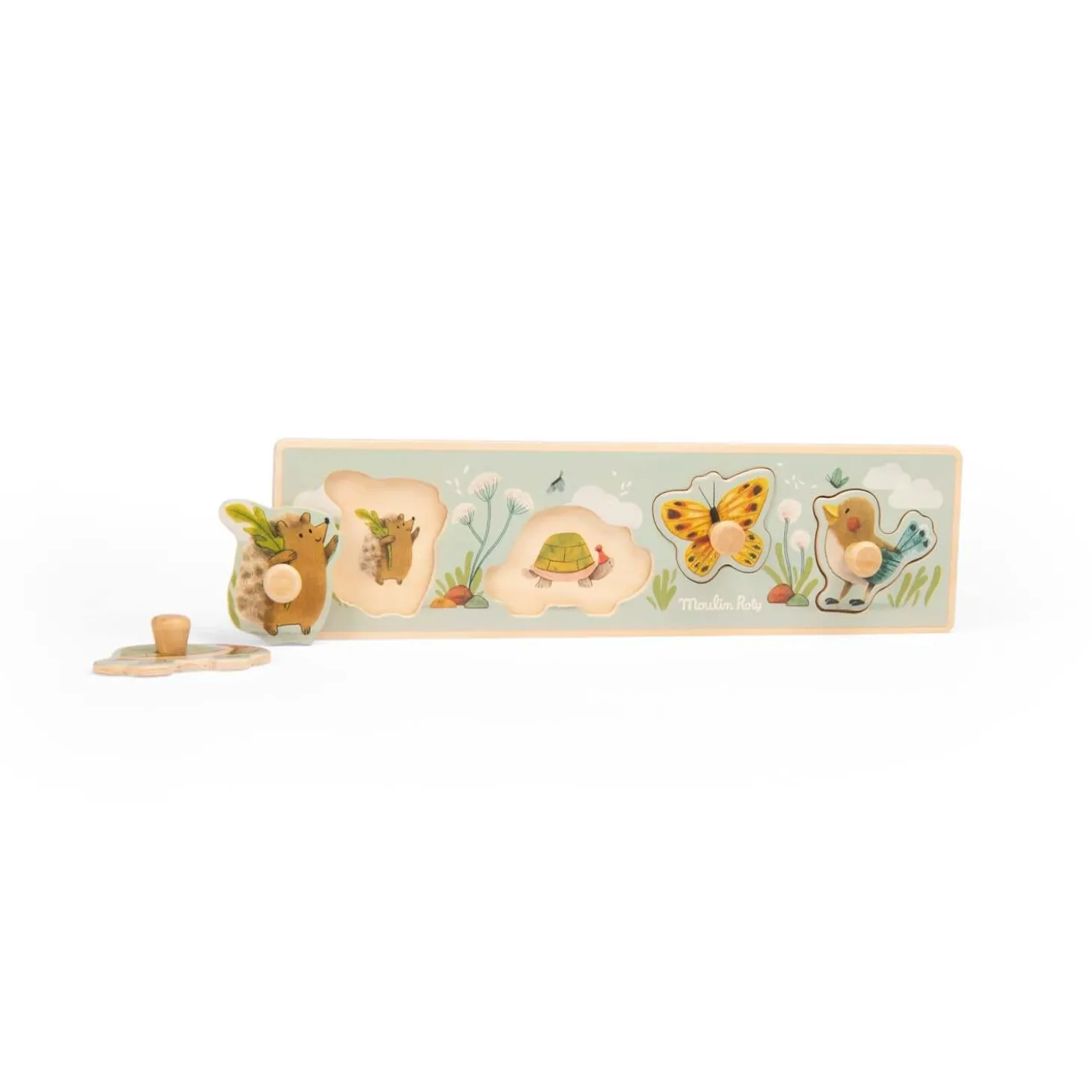Moulin Roty Puzzle encastrable 4 animaux Trois petits lapins Multicolore