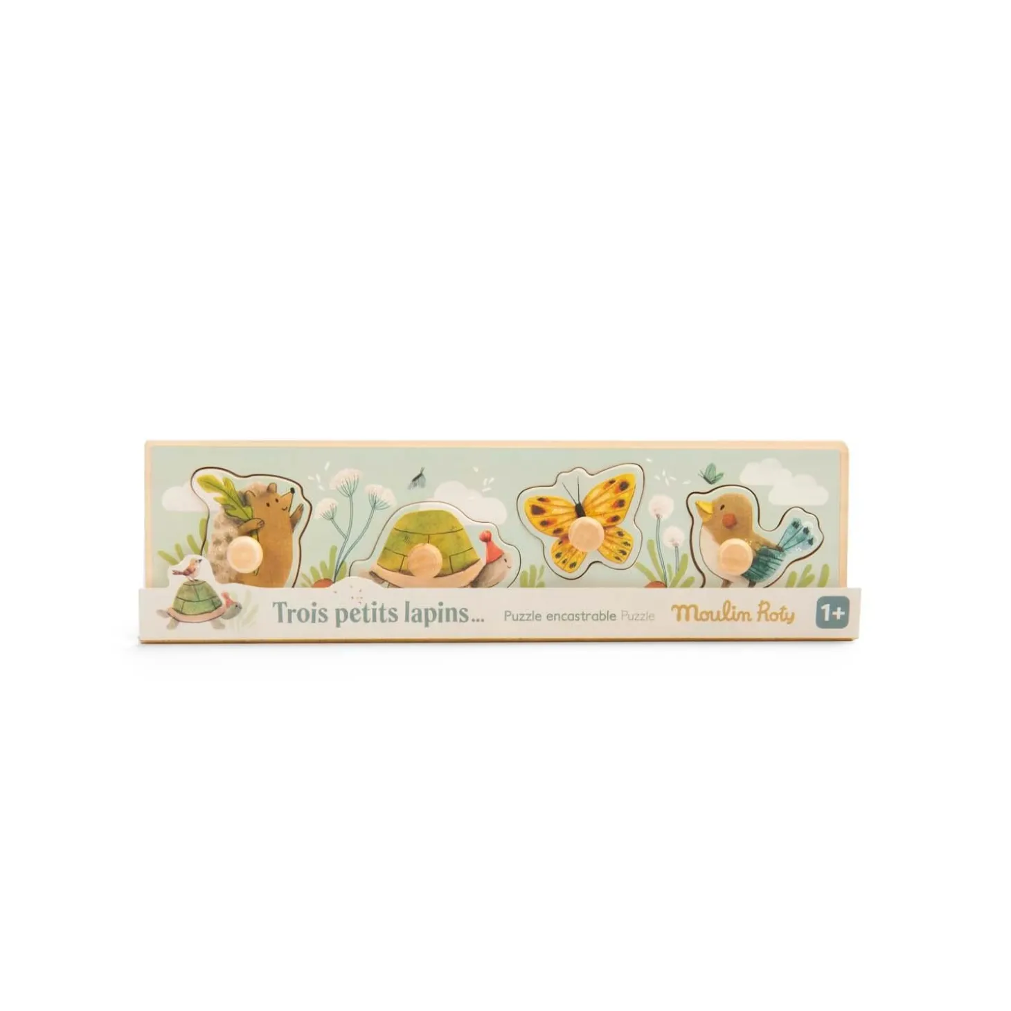 Moulin Roty Puzzle encastrable 4 animaux Trois petits lapins Multicolore