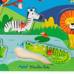 Moulin Roty Puzzle sonore animaux en bois Les Toupitis Multicolor