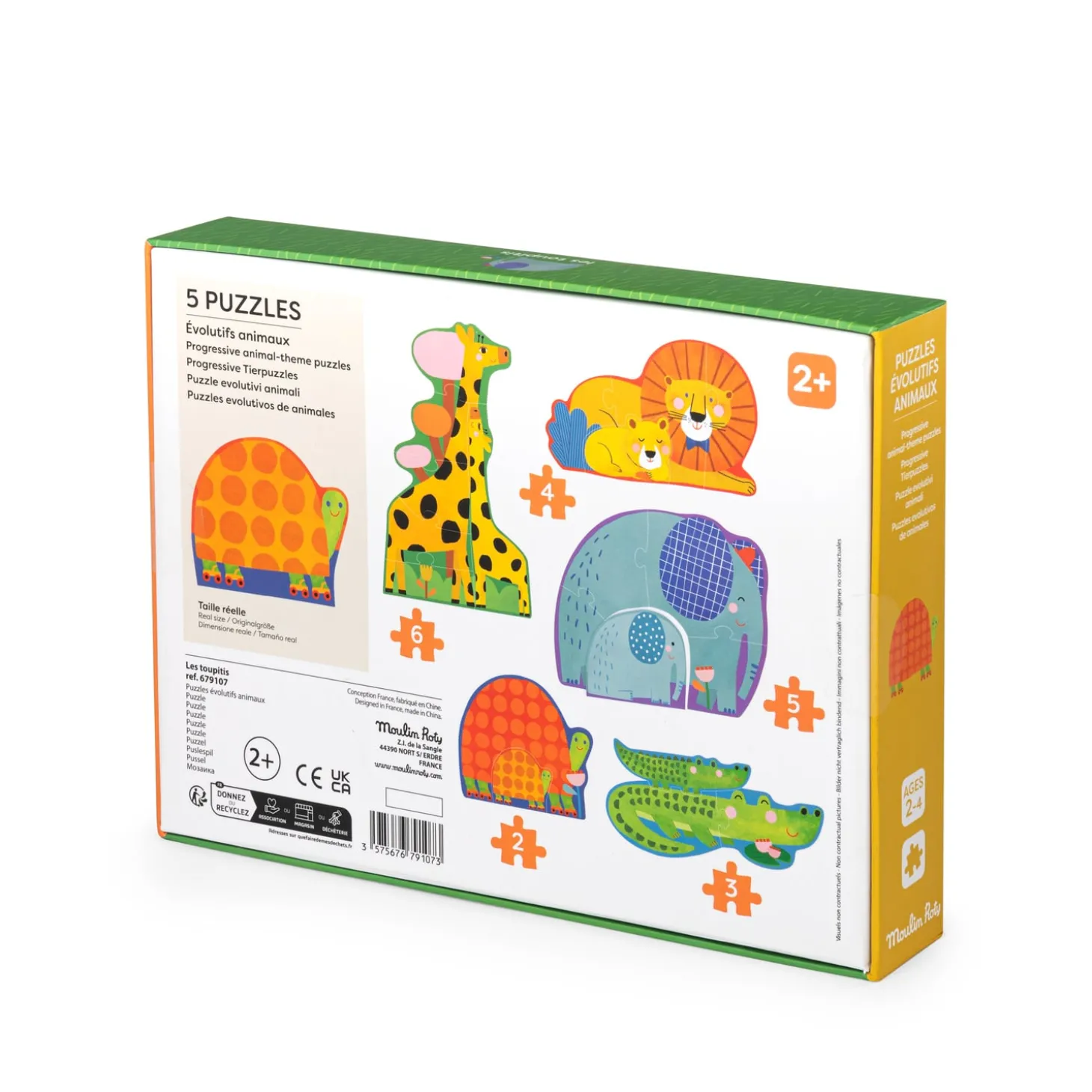 Moulin Roty Puzzles évolutifs animaux (20 pièces) Les Toupitis Multicolore