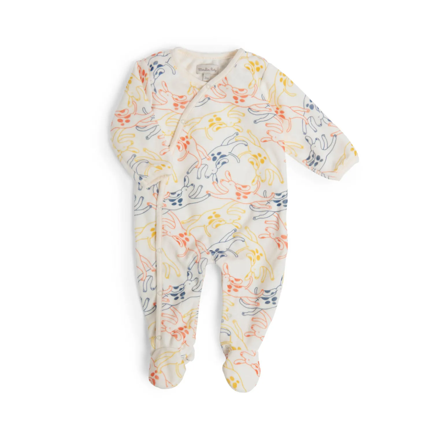 Moulin Roty Pyjama velours chiens multiroclores Puce & Pilou Multicolore 3-6 mois
