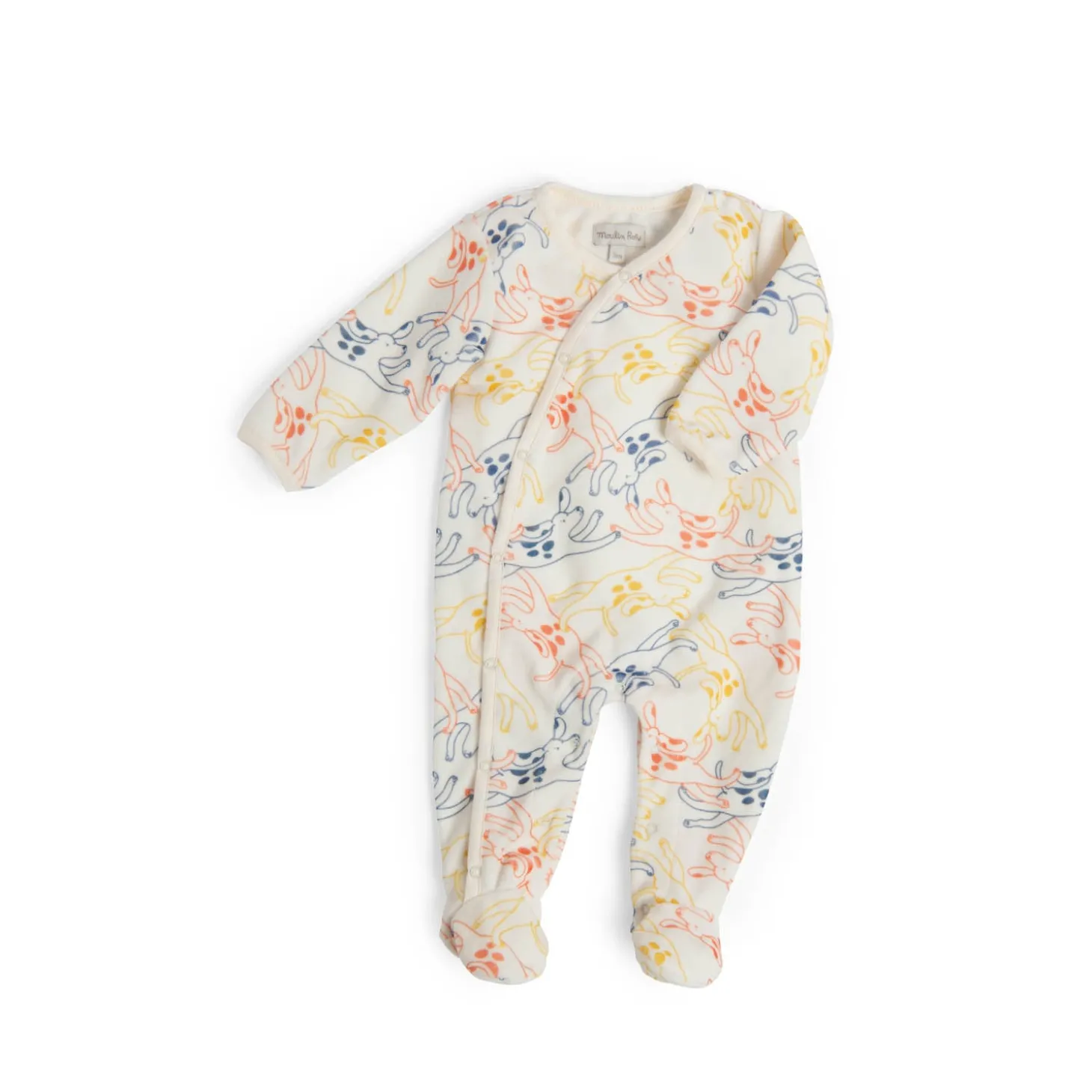Moulin Roty Pyjama velours chiens multiroclores Puce & Pilou Multicolore 3-6 mois
