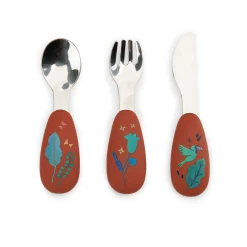 Moulin Roty                    Set couverts silicone La forêt Mawa    Marron/ vert