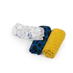 Moulin Roty                    Set de 3 langes imprimés chiens Puce & Pilou    Multicolore