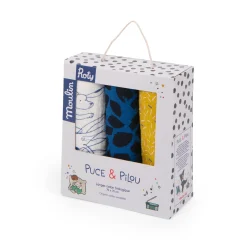 Moulin Roty Set de 3 langes imprimés chiens Puce & Pilou Multicolore