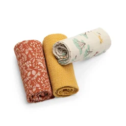 Moulin Roty                    Set de 3 langes imprimés La forêt Mawa    Multicolore