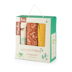 Moulin Roty Set de 3 langes imprimés La forêt Mawa Multicolore