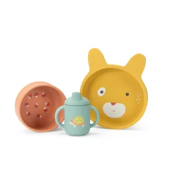 Moulin Roty                    Set vaisselle silicone Trois petits lapins    Multicolore