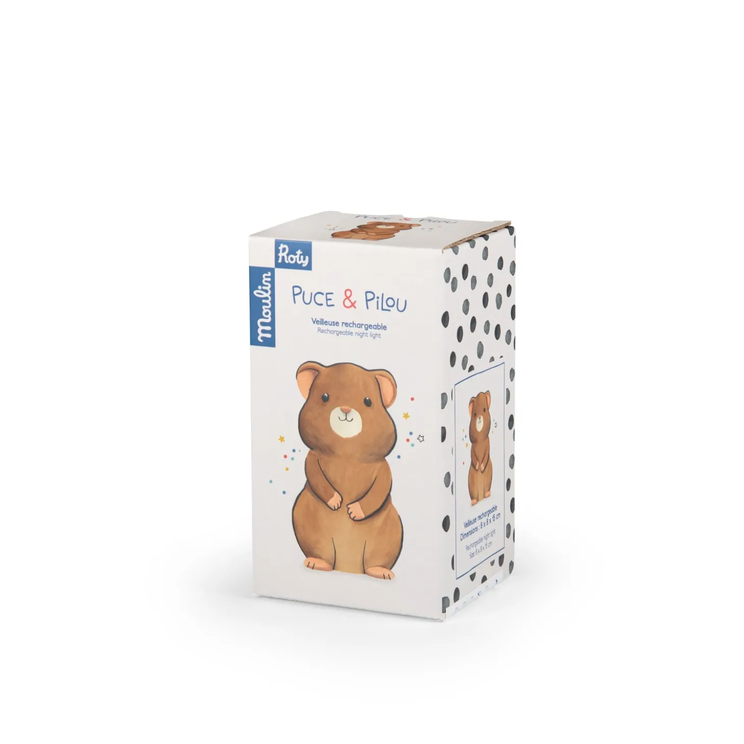 Moulin Roty Veilleuse hamster USB Puce & Pilou Blanc