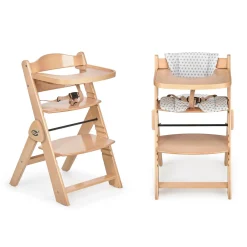 MS Innovaciones Chaise haute Full plus pliant naturel coussin Blanc/Marron