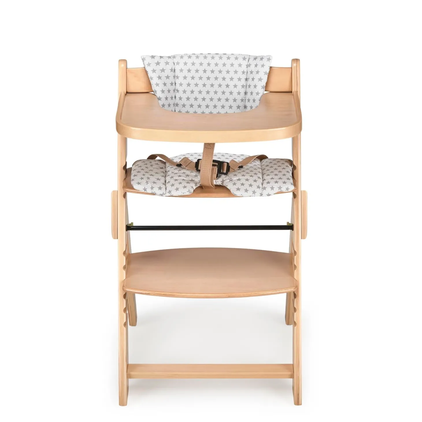 MS Innovaciones Chaise haute Full plus pliant naturel coussin Blanc/Marron