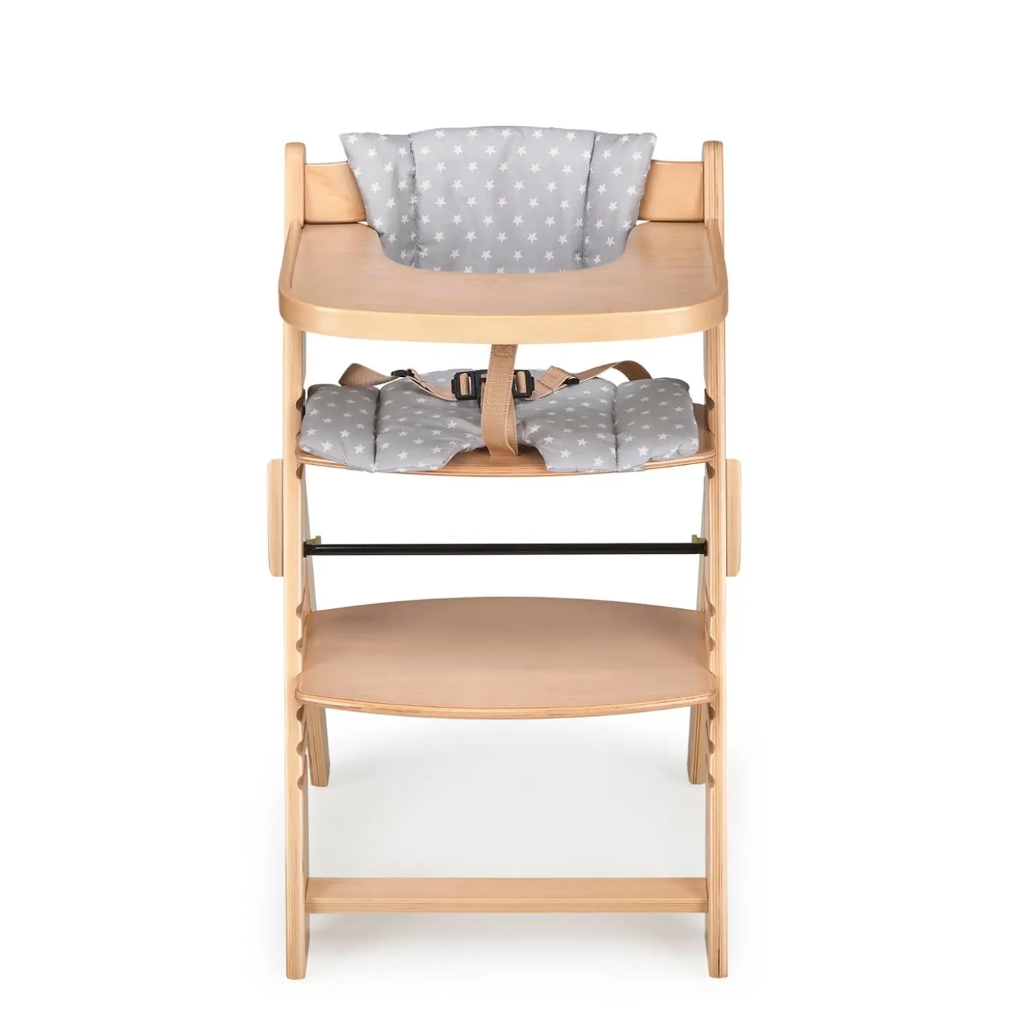 MS Innovaciones Chaise haute Full plus pliant naturel coussin Gris/Marron
