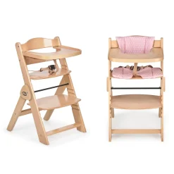 MS Innovaciones Chaise haute Full plus pliant naturel coussin Rose/Marron