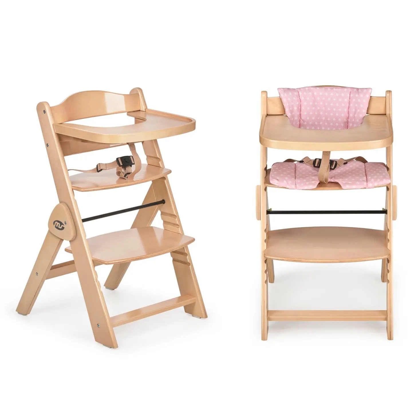 MS Innovaciones Chaise haute Full plus pliant naturel coussin Rose/Marron