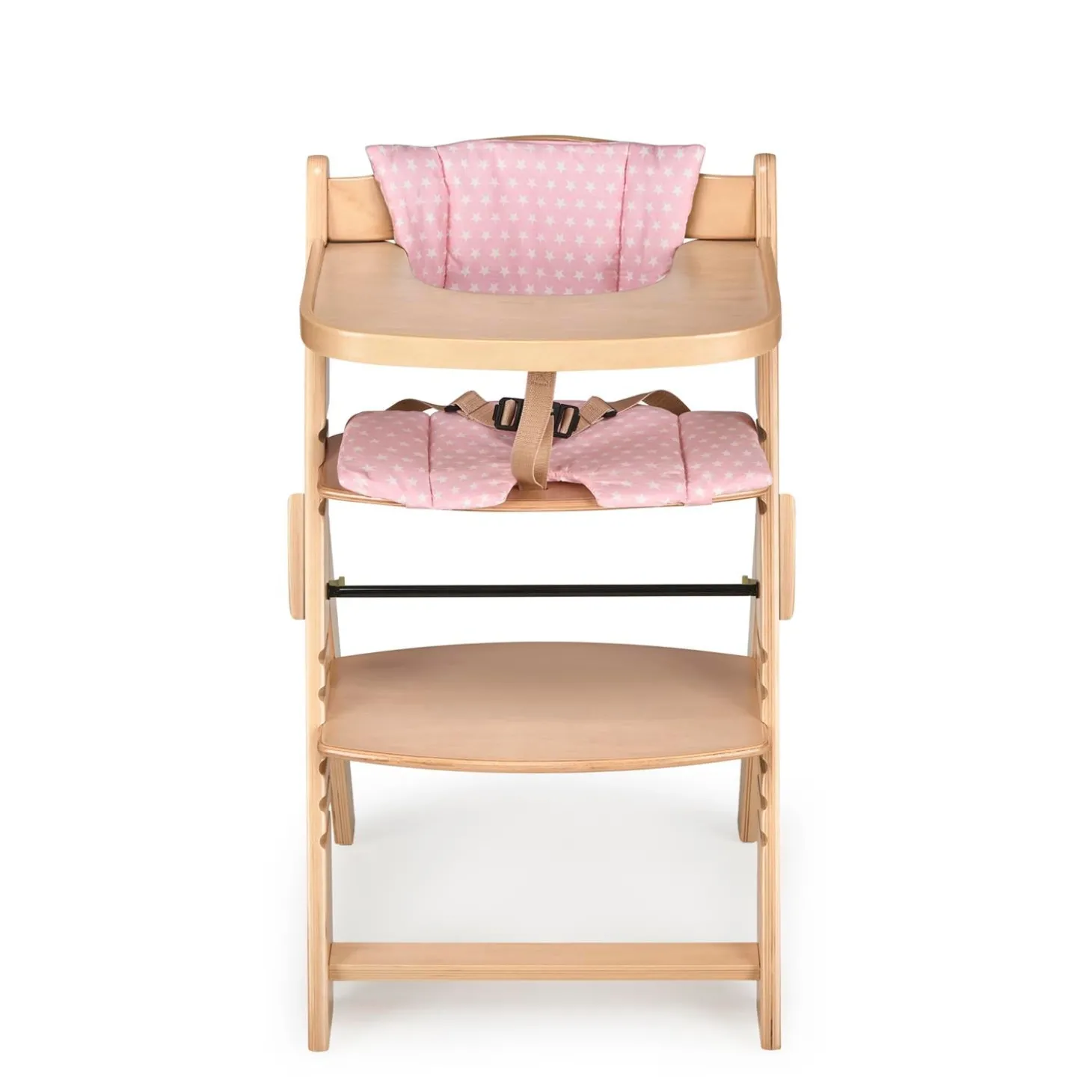 MS Innovaciones Chaise haute Full plus pliant naturel coussin Rose/Marron