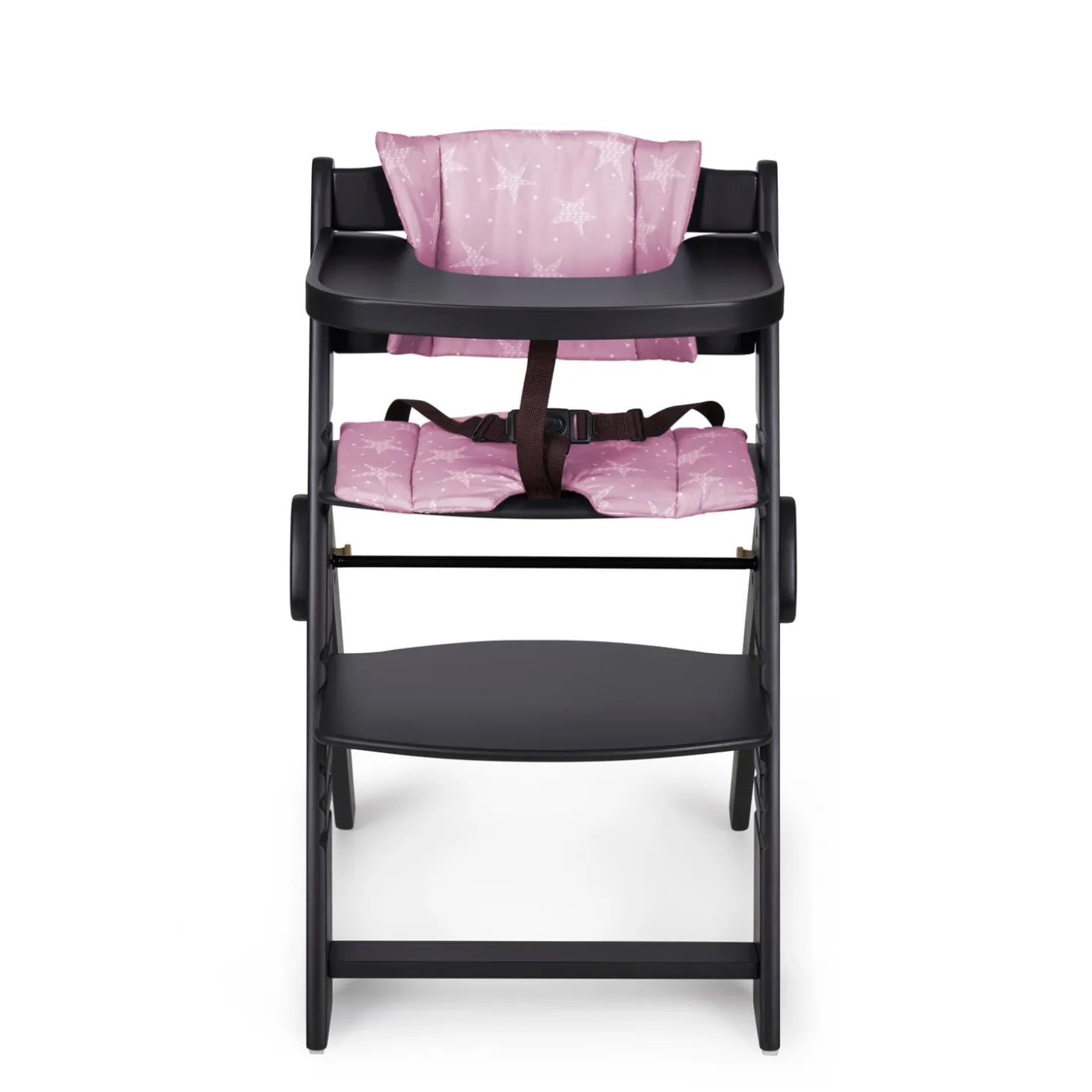 MS Innovaciones Chaise haute Full plus pliant naturel coussin Rose/Noir