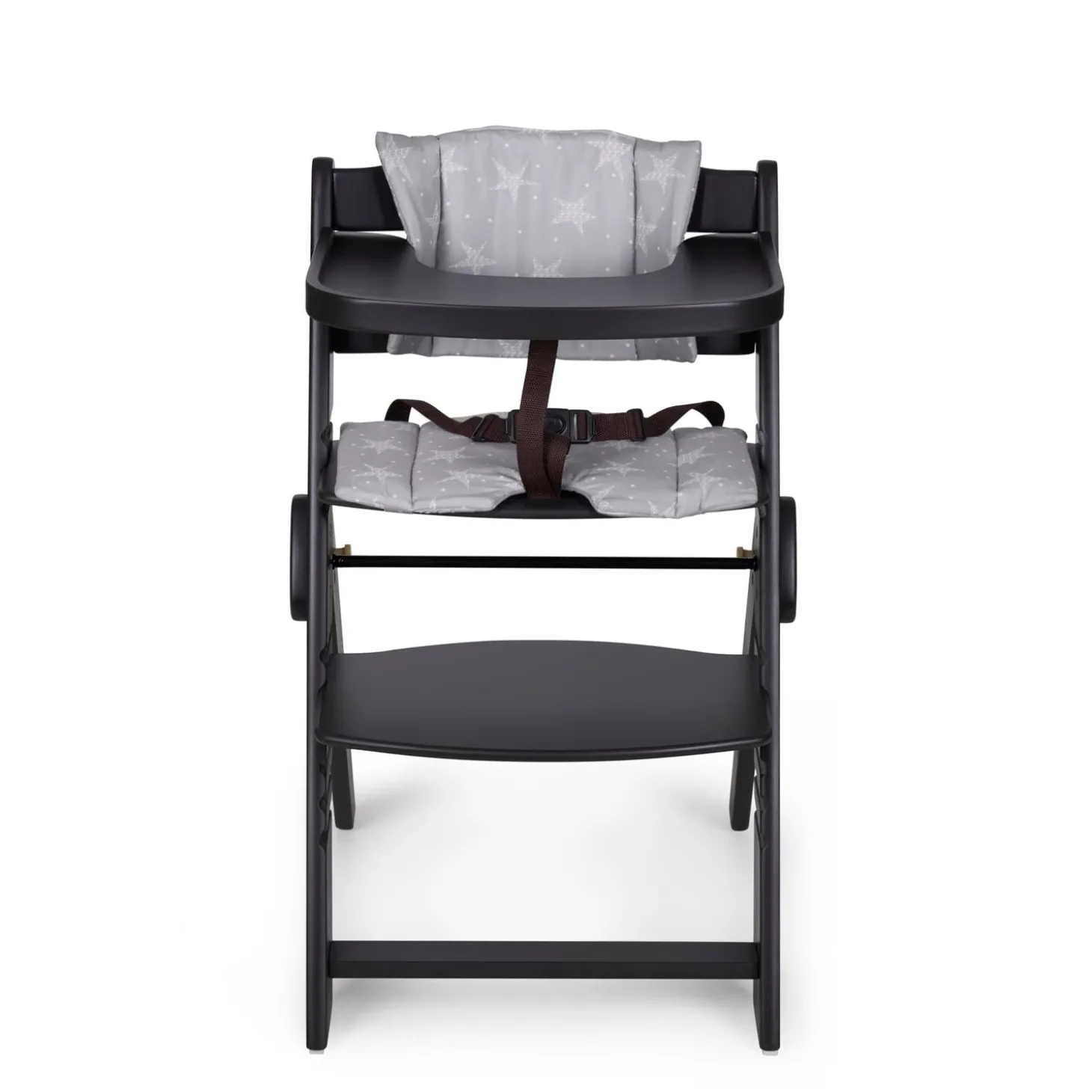 MS Innovaciones Chaise haute Full plus pliant naturel coussin Gris/Noir