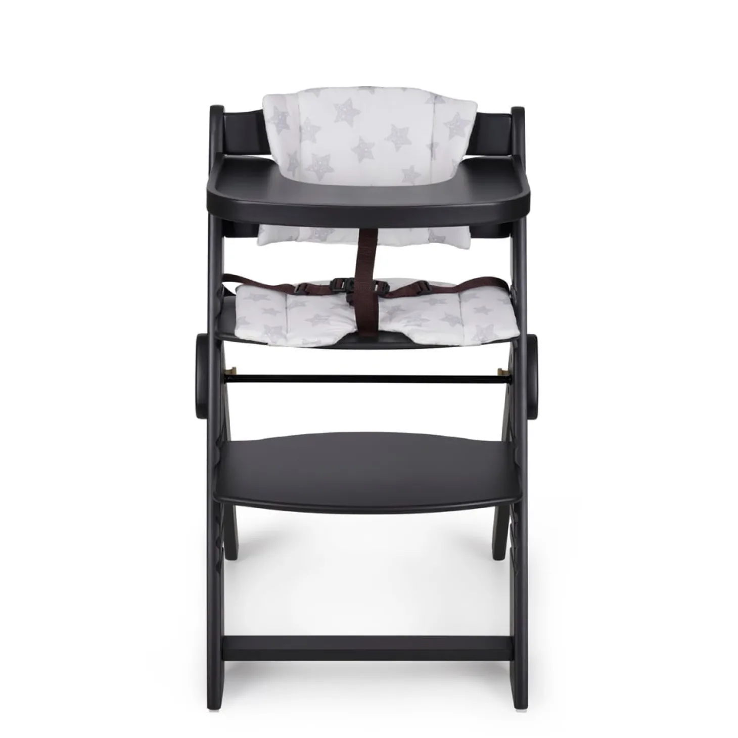 MS Innovaciones Chaise haute Full plus pliant naturel coussin Blanc/Noir