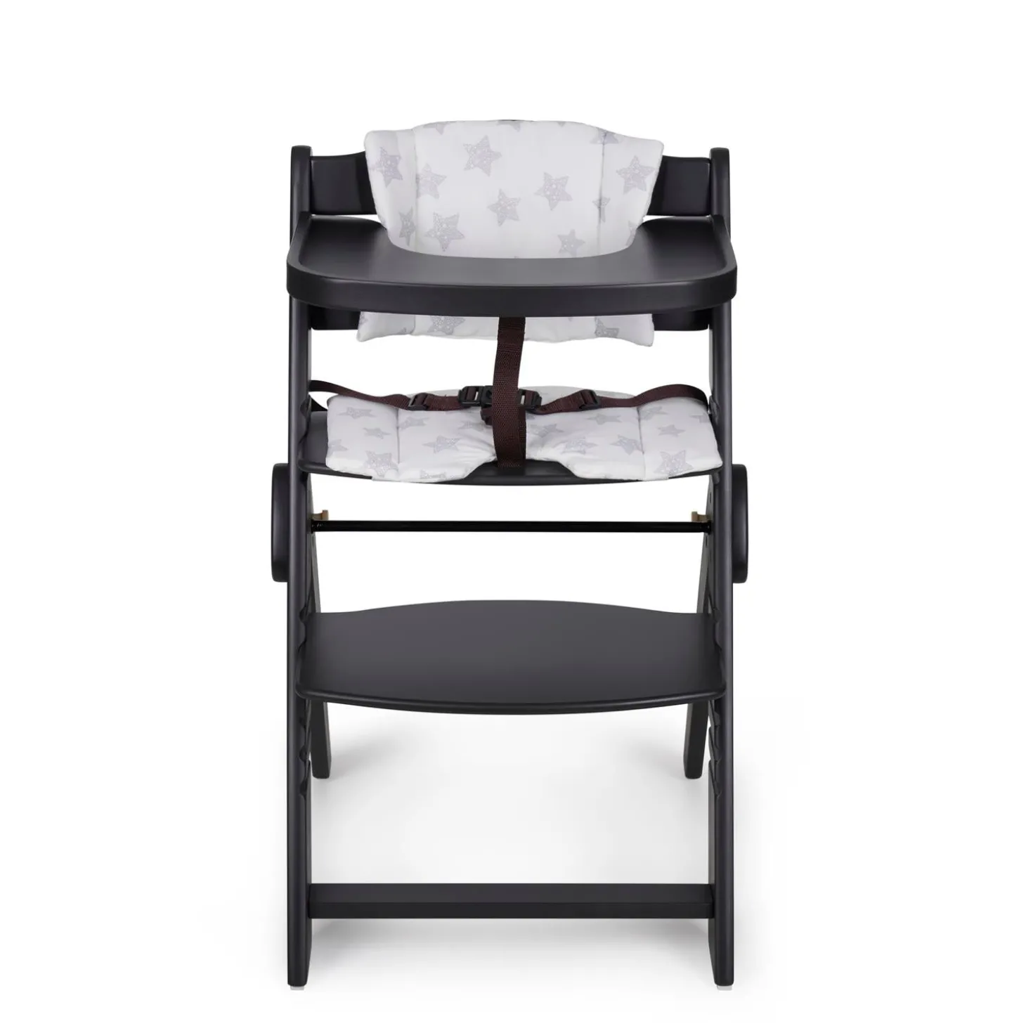 MS Innovaciones Chaise haute Full plus pliant naturel coussin Blanc/Noir