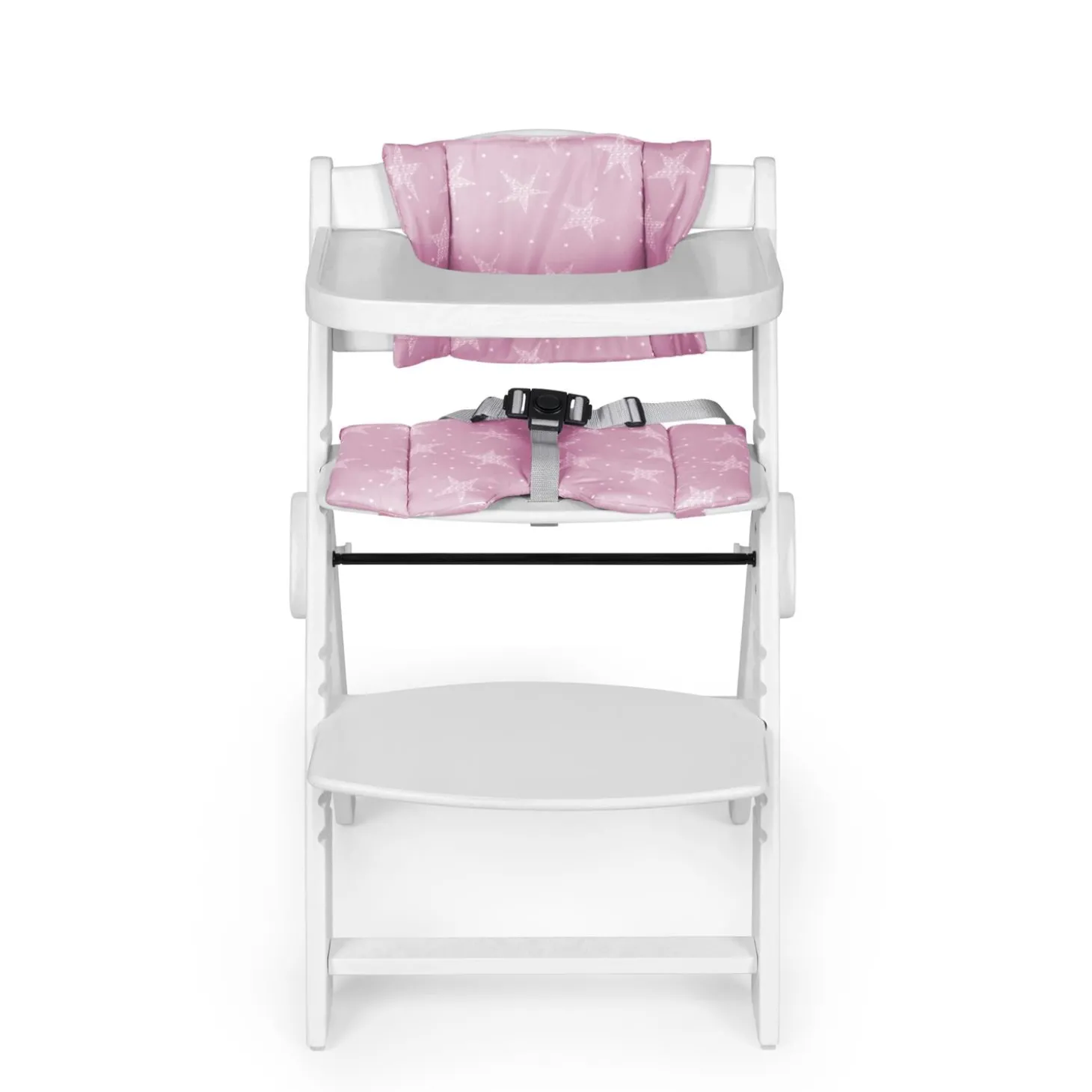 MS Innovaciones Chaise haute Full plus pliant coussin Blanc/ Coussin Rose