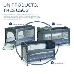 MS Innovaciones Lit de voyage Safari Oxford Cododo Gris