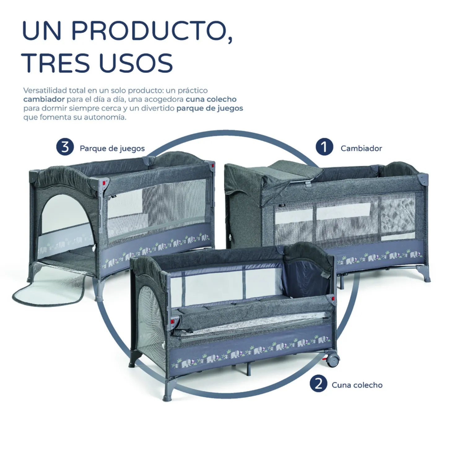 MS Innovaciones Lit de voyage Safari Oxford Cododo Gris