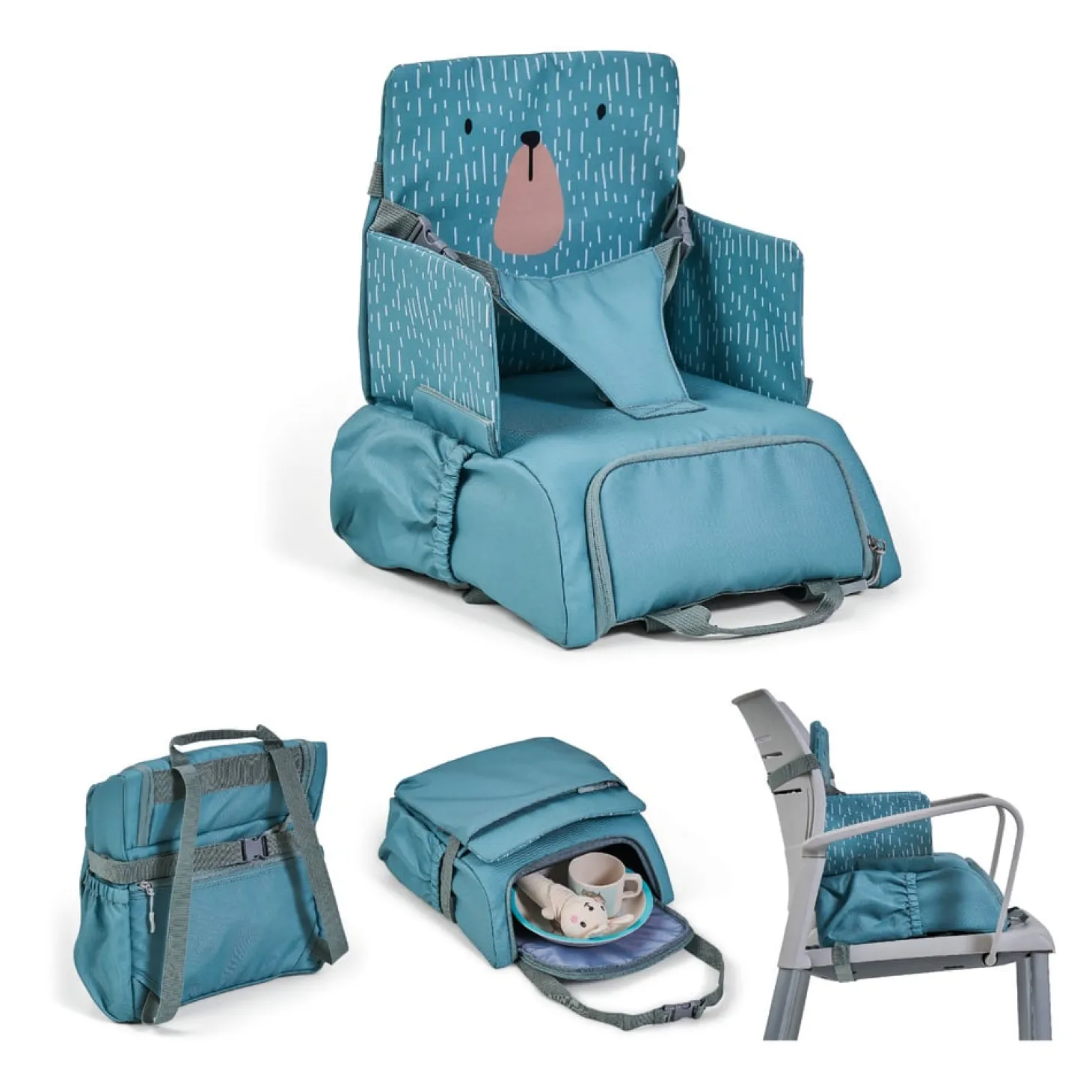 MS Innovaciones Sac de chaise haute portable Ours Vert