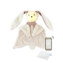 MY HUMMY Doudou Lapin 5en1 mechanisme +bouillote + Appli bluethoot Ecru-Rose