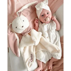 MY HUMMY Doudou Lapin 5en1 mechanisme + Appli bluethoot Ecru-Rose
