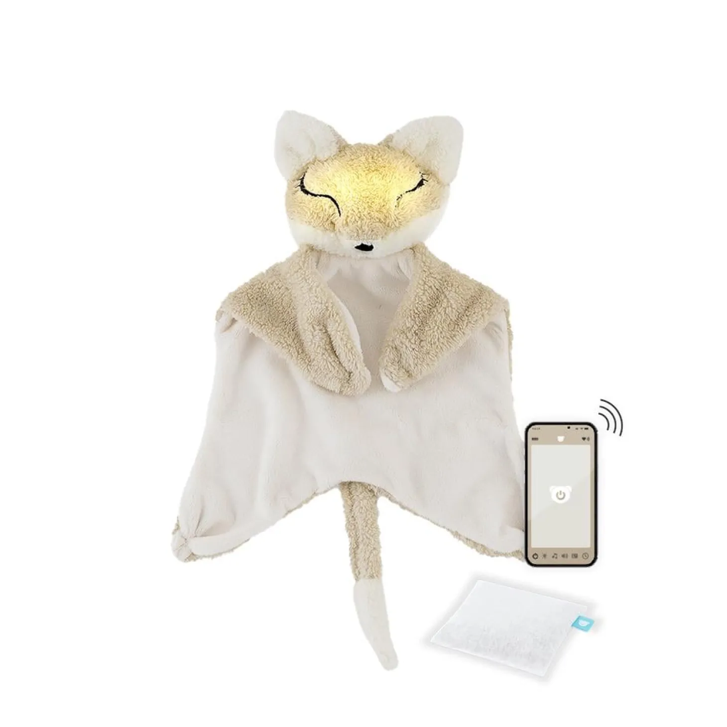 MY HUMMY Doudou renard mecanisme + bouillote + appli bluethoot Ecru-Beige