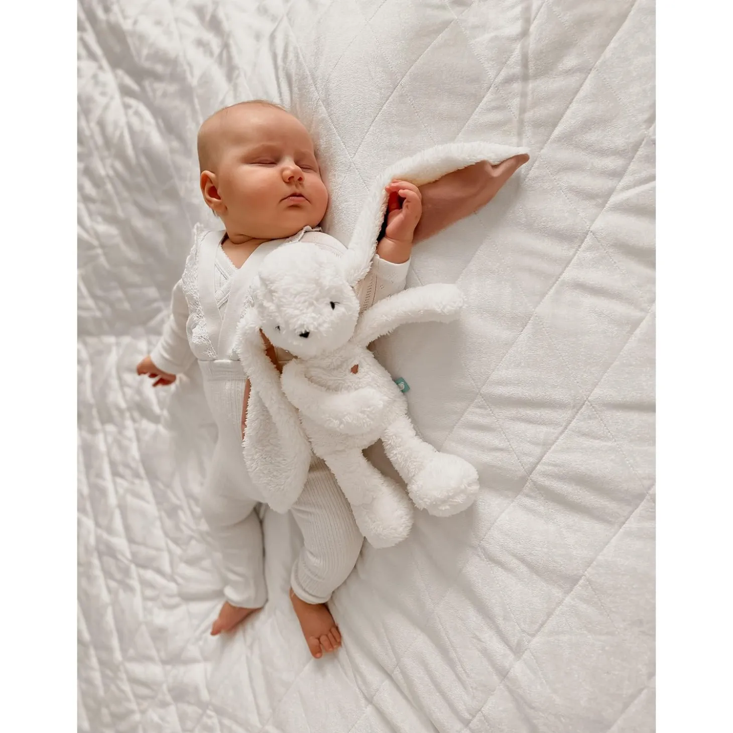 MY HUMMY Peluche Lapin Mecanisme + Bouillote + Appli Bluethoot Ecru-Rose