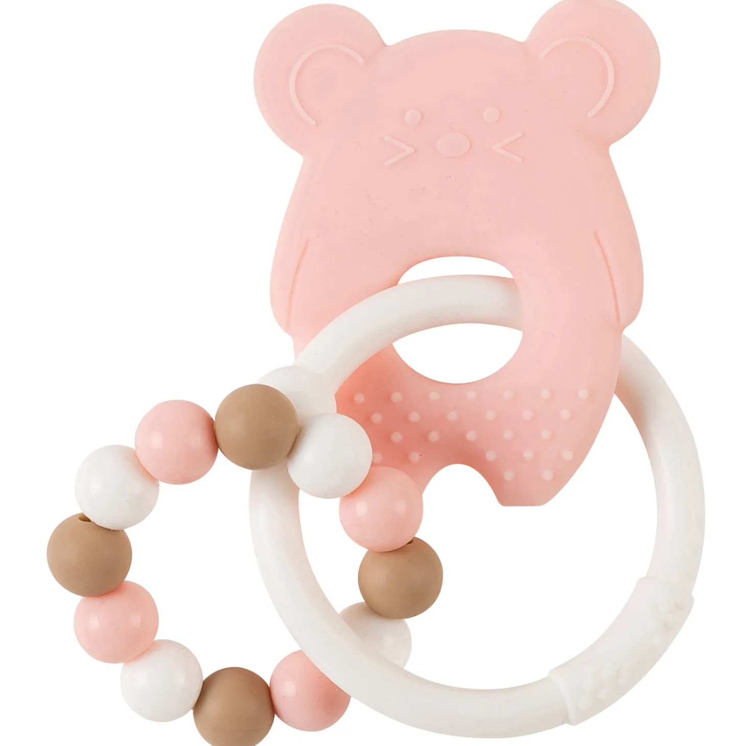 Nattou Anneau de dentition silicone et billes Souris