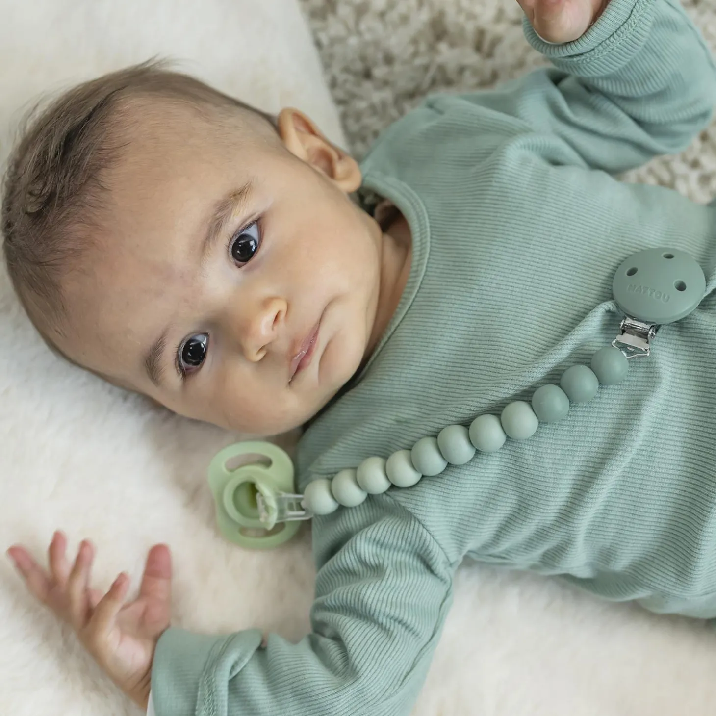 Nattou Attache-sucette fondu Silicone Vert