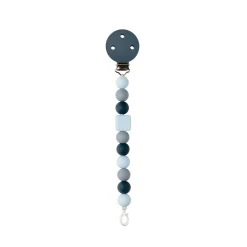 Nattou                    Attache tétine silicone perles    Bleu Marine