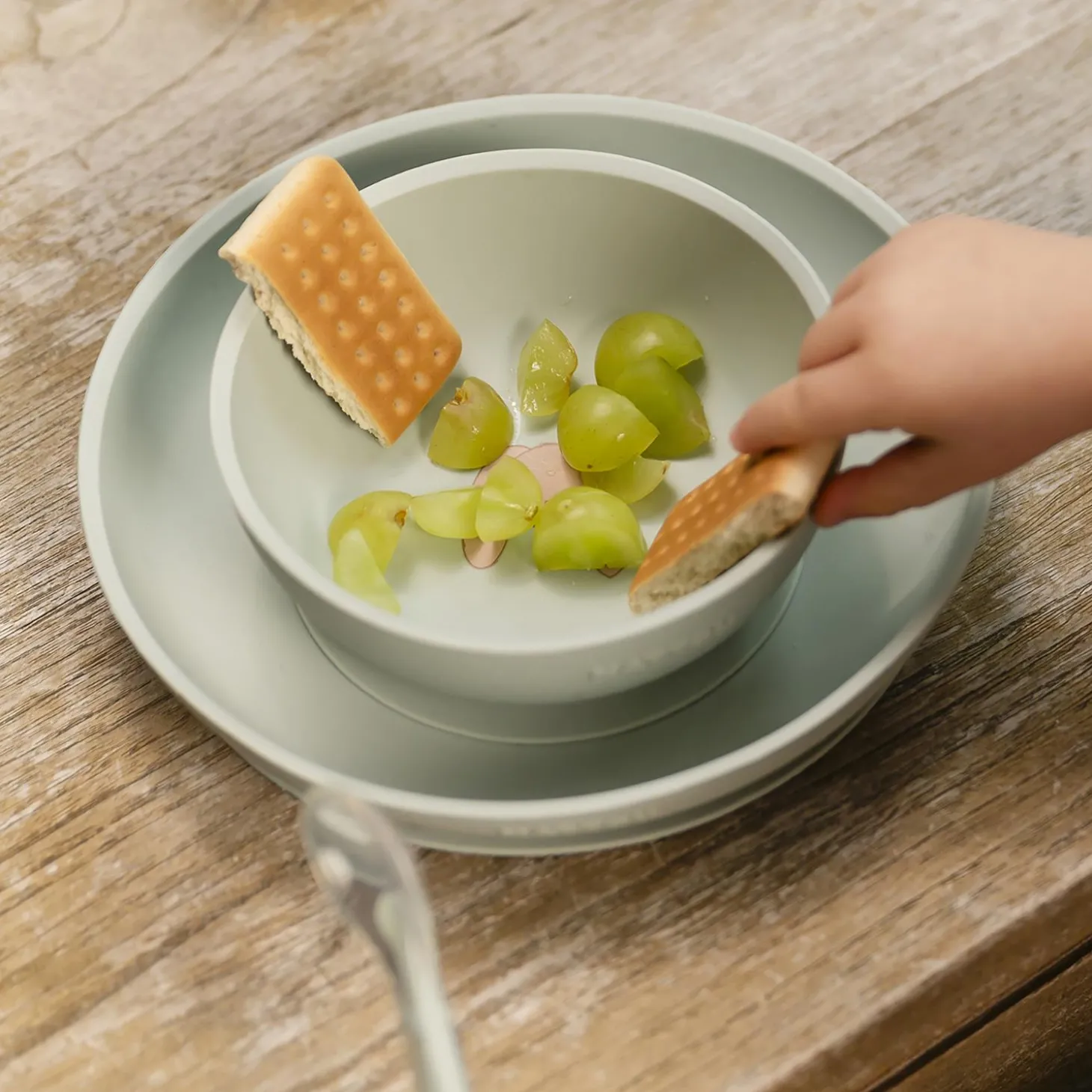 Nattou Coffret repas 3 pcs lapin Silicone Vert