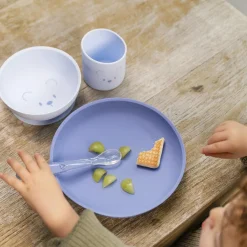 Nattou                    Coffret repas 4 pcs ourson Silicone    Bleu