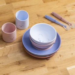 Nattou                    Coffret repas 4 pcs ourson Silicone    Bleu