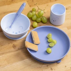 Nattou                    Coffret repas 4 pcs ourson Silicone    Bleu