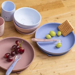 Nattou                    Coffret repas 4 pcs ourson Silicone    Bleu