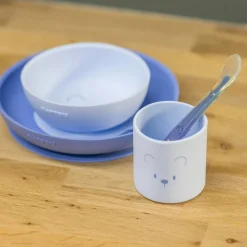 Nattou                    Coffret repas 4 pcs ourson Silicone    Bleu