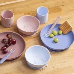 Nattou                    Coffret repas 4 pcs ourson Silicone    Bleu