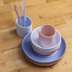 Nattou Coffret repas 4 pcs ourson Silicone Rose
