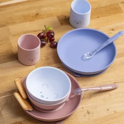 Nattou Coffret repas 4 pcs ourson Silicone Rose