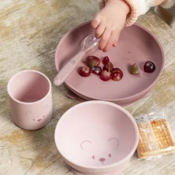 Nattou Coffret repas 4 pcs ourson Silicone Rose