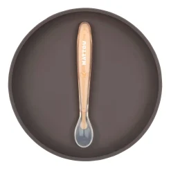 Nattou                    Coffret repas silicone 2 pc Assiette et cuillère    Gris