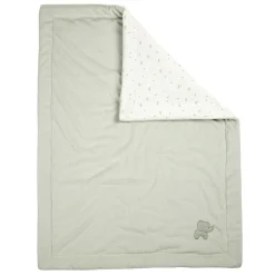Nattou                    Couverture/Plaid Velours/Gaze de Coton Loulou    Vert tilleul/blanc