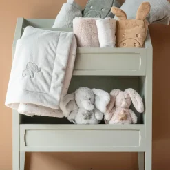 Nattou                    Couverture/Plaid Velours/Gaze de Coton Loulou    Vert tilleul/blanc