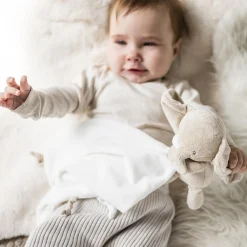 Nattou Doudou Câlin/Couverture Éléphant Fanfan Blanc Crème