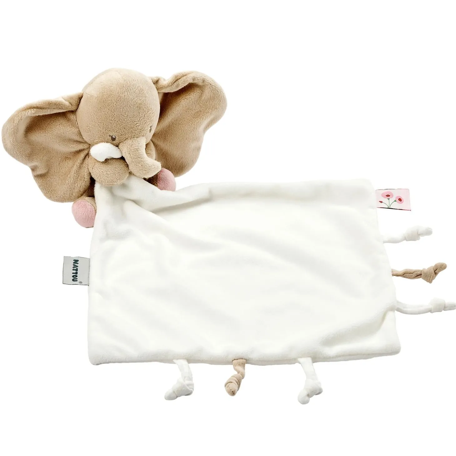 Nattou Doudou Câlin/Couverture Éléphant Fanfan Blanc Crème